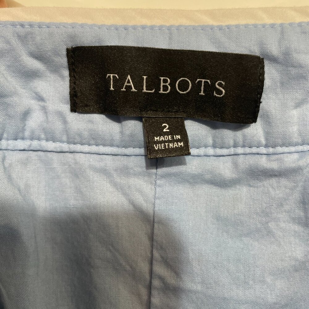 Talbots Chambray Starburst Eyelet A-Line Skirt With White Scalloped Hem Size 2 - Picture 5 of 7
